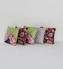 Black & Red Floral Polyester 16 x 16 Inches Cushion Covers (Set of 5)