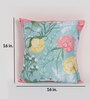 Blue Floral Polyester 16 x 16 Inches Cushion Covers (Set of 2)