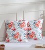 Cream & Orange Floral Polyester 16 x 16 Inches Cushion Covers (Set of 2)