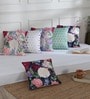 Multicolor Florals Polyester 16 x 16 Inches Cushion Covers (Set of 5)
