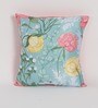 Blue Floral Polyester 16 x 16 Inches Cushion Covers (Set of 5)