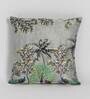 Grey Floral Polyester 16 x 16 Inches Cushion Covers (Set of 5)