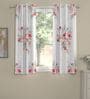 White Polyester Floral 5 Ft  Semisheer Eyelet 2 Window Curtains