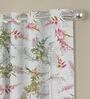 White Polyester Floral 5 Ft Semisheer Eyelet 2 Window Curtains