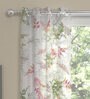 White Floral Polyester 5 Ft Sheer Eyelet Window Curtains (Set of 2)
