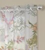 White Floral Polyester 5 Ft Sheer Eyelet Window Curtains (Set of 2)