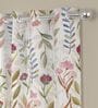 Multicolor Polyester Floral 7ft Sheer Eyelet Door Curtain