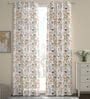 Multicolor Polyester Floral 7ft Sheer Eyelet Door Curtain