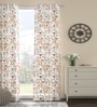 Multicolor Polyester Floral 7ft Sheer Eyelet Door Curtain