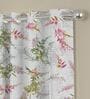 White Floral Polyester 9 Ft Semisheer Eyelet Door Curtains (Set of 2)