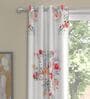 White Floral Polyester 9 Ft Semisheer Eyelet Door Curtains (Set of 2)