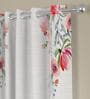 White Floral Polyester 9 Ft Semisheer Eyelet Door Curtains (Set of 2)