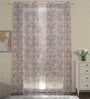 Multicolor Polyester Floral 7ft Sheer Eyelet (2 Pc) Door Curtains