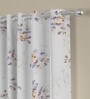 Multicolor Polyester Floral 9ft Semisheer Eyelet (2 pc) Long Door Curtains