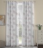 Multicolor Polyester Floral 9ft Semisheer Eyelet (2 pc) Long Door Curtains