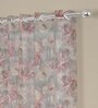 Multicolor Polyester Floral 9ft Sheer Eyelet (2 pc) Long Door Curtains