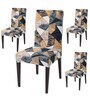 Multicolor Polyester Geometric Stretchable Chair Covers (Pack of 4)