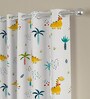 Multicolor Polyester Abstract 7ft Semisheer Eyelet (2 Pc) Door Kids Curtain