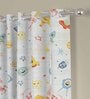 Multicolor Polyester Abstract 7ft Semisheer Eyelet (2 Pc) Door Curtains