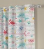Multicolor Polyester Abstract 9ft Semisheer Eyelet (2 pc) Long Door Curtains