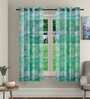 Multicolor Floral Polyester 5 Ft Sheer Eyelet Window Curtains (Set of 2)