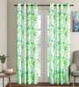 Multicolor Floral Polyester 7 Ft Sheer Eyelet Door Curtains (Set of 2)