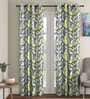 Multicolor Geometric Polyester 9 Ft Sheer Eyelet Door Curtains (Set of 2)
