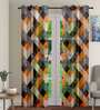 Multicolor Abstract Polyester 9 Ft Sheer Eyelet Door Curtains (Set of 2)