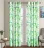 Multicolor Floral Polyester 9 Ft Sheer Eyelet Door Curtains (Set of 2)