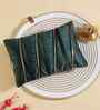 Green Polyester Striped 12X18 Inches Cushion Cover