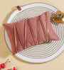 Peach Polyester Striped 12X18 Inches Cushion Cover