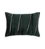 Green Polyester Striped 12X18 Inches Cushion Cover