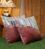 Multicolor Polyester Striped 16X16 Inches Cushion Covers (Pack of 2)