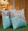 Multicolor Polyester Striped 16X16 Inches Cushion Covers (Pack of 2)