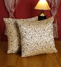 Golden Textured Polyester 16 x 16 Inch Cushion Cover (Set of 2)