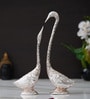 Multicolor Polyresin Swan Pair Kissing Duck Love Birds Decorative Showpiece (30 cm)