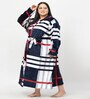 Multicolor Printed Woolen Women Bath Robe With Belt (3XL)