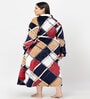Multicolor Geometric Woolen Women Bath Robe With Belt (3XL)
