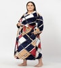 Multicolor Geometric Woolen Women Bath Robe With Belt (3XL)