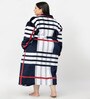 Multicolor Printed Woolen Women Bath Robe With Belt (3XL)