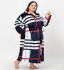 Multicolor Printed Woolen Women Bath Robe With Belt (3XL)