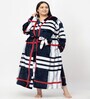 Multicolor Printed Woolen Women Bath Robe With Belt (3XL)