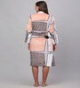 Multicolor Printed Woolen Women Bath Robe With Belt (L)