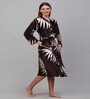 Multicolor Printed Woolen Women Bath Robe With Belt (L)