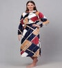 Multicolor Geometric Woolen Women Bath Robe With Belt (L)