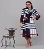 Multicolor Printed Woolen Women Bath Robe With Belt (L)