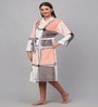 Multicolor Printed Woolen Women Bath Robe With Belt (L)