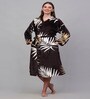 Multicolor Printed Woolen Women Bath Robe With Belt (L)