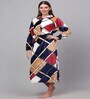 Multicolor Geometric Woolen Women Bath Robe With Belt (M)