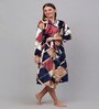 Multicolor Geometric Woolen Women Bath Robe With Belt (M)